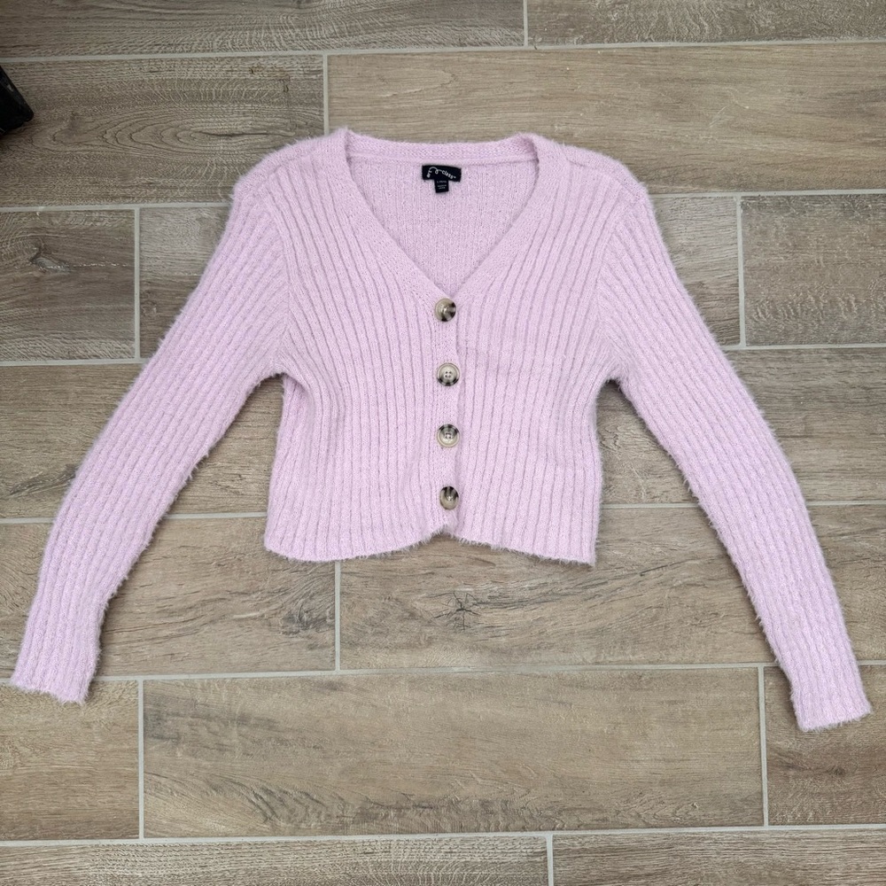 Art Class Lavender Purple Button-Up Sweater
